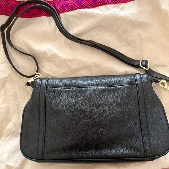 Tory Burch Amanda Foldover 3-Way Black Pebbled Leather Crossbody Bag - Picture 2 of 13